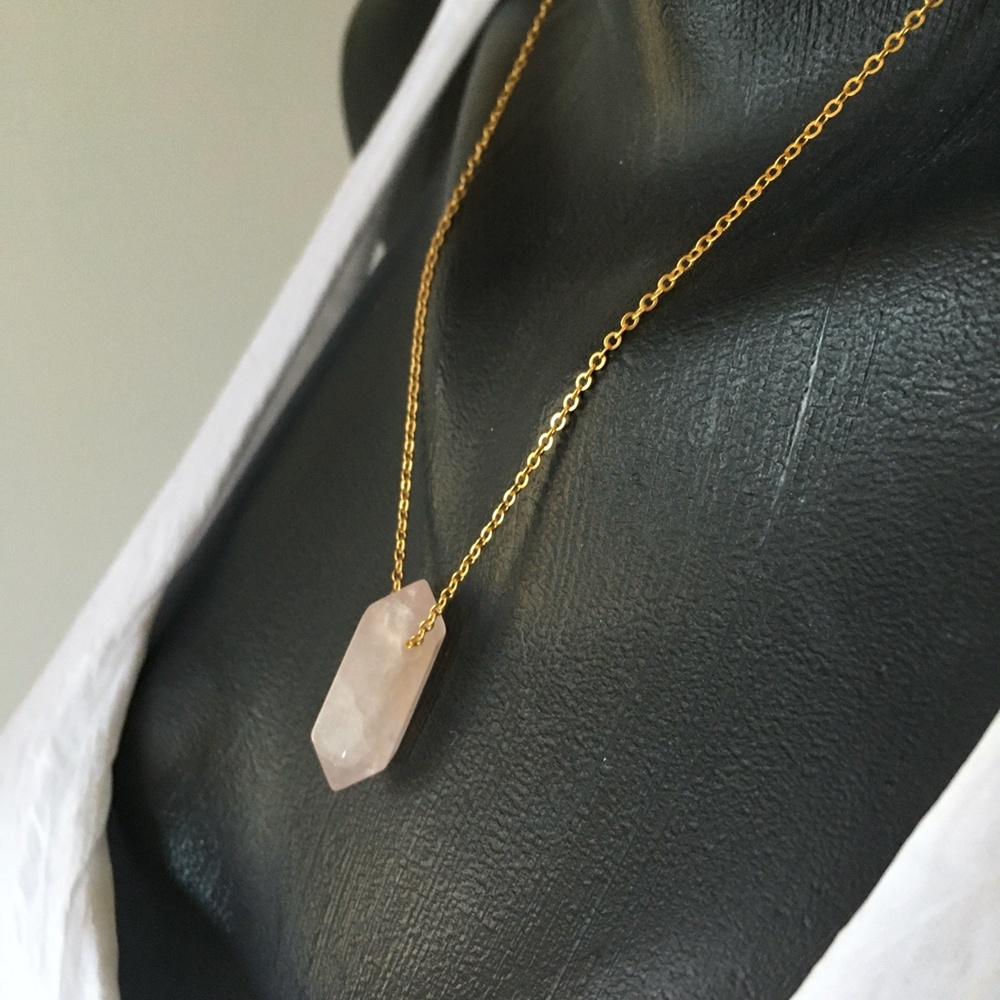 Rose Quartz Double Point Crystal Pendant Necklace - Picture 5 of 8